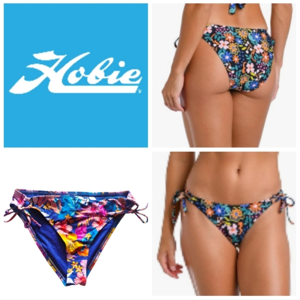 Hobie NWOT Vibrant Floral Bikini Bottom - Blue and Pink Size 16